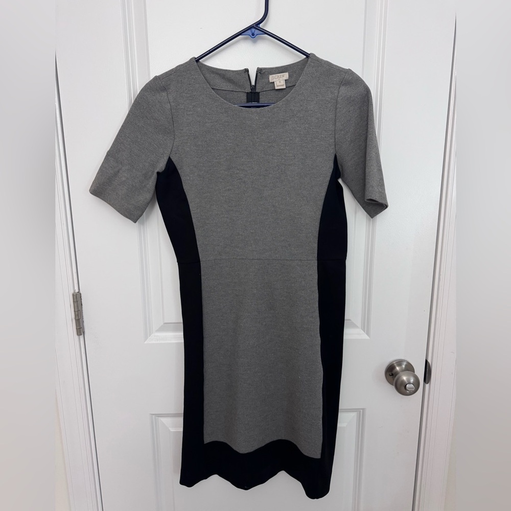 J. Crew Gray and Black Colorblock Sheath Dress